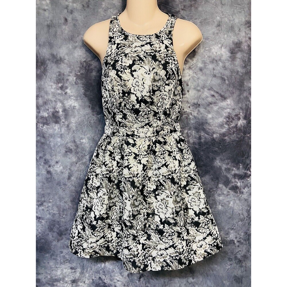 Abercrombie & Fitch Jacquard Metallic Floral Mini Dress Small